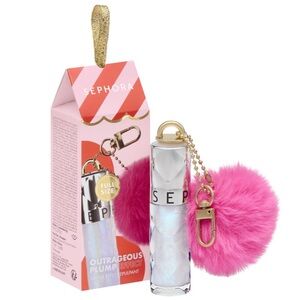 Sephora outrageous plump Lip Gloss with Keychain Pom Pom